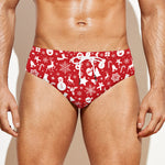 Merry Christmas Elements Pattern Print Men's Swim Briefs