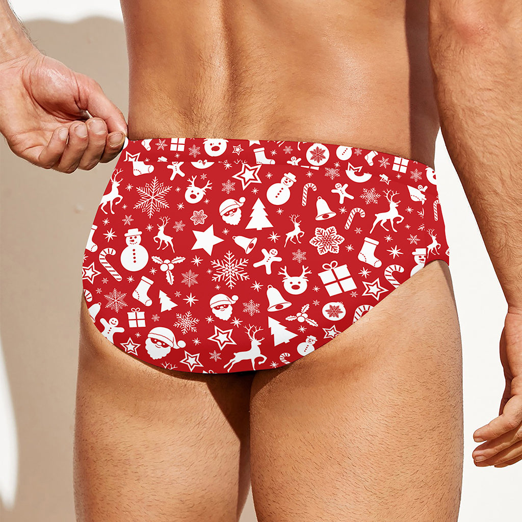 Merry Christmas Elements Pattern Print Men's Swim Briefs