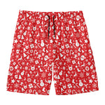 Merry Christmas Elements Pattern Print Men's Swim Trunks