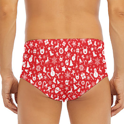 Merry Christmas Elements Pattern Print Men's Triangle Swim Briefs