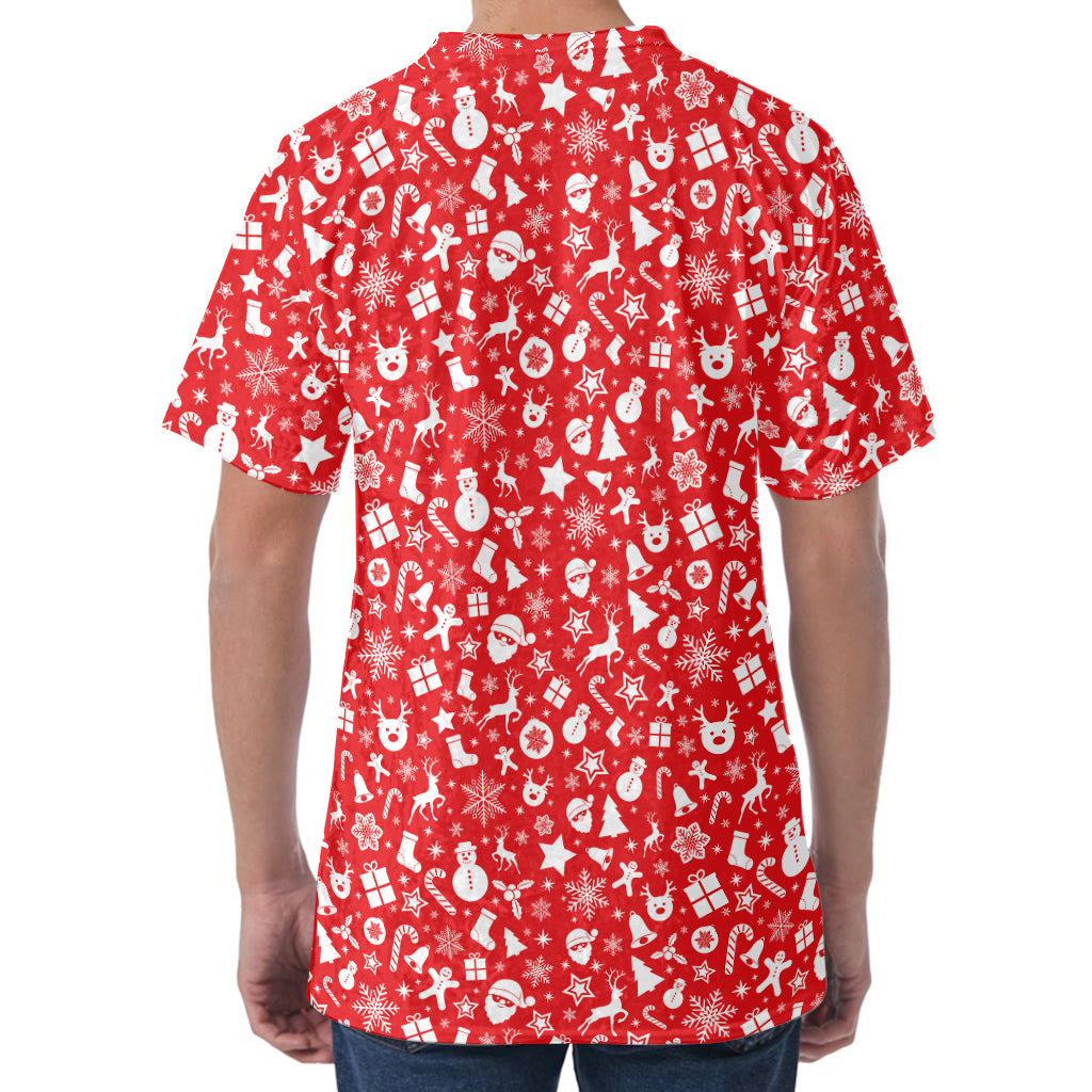 Merry Christmas Elements Pattern Print Men's Velvet T-Shirt