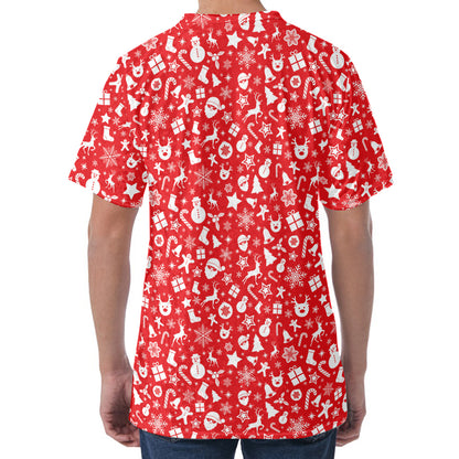 Merry Christmas Elements Pattern Print Men's Velvet T-Shirt