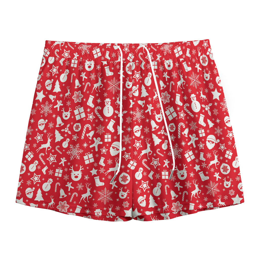Merry Christmas Elements Pattern Print Mesh Shorts
