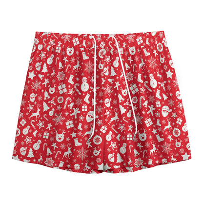 Merry Christmas Elements Pattern Print Mesh Shorts