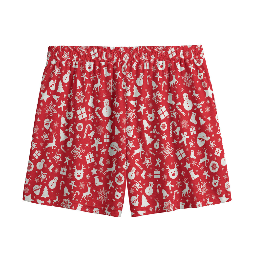 Merry Christmas Elements Pattern Print Mesh Shorts