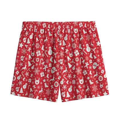 Merry Christmas Elements Pattern Print Mesh Shorts