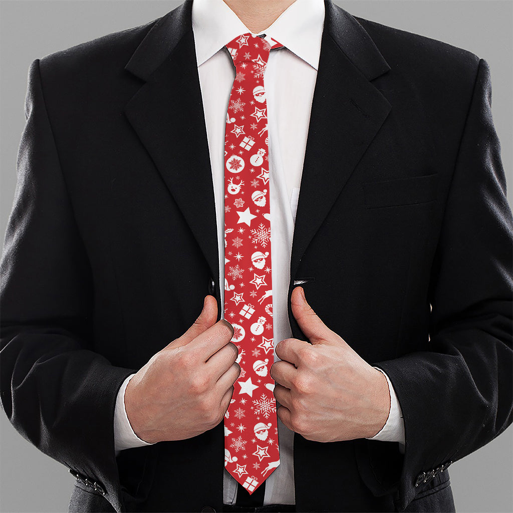 Merry Christmas Elements Pattern Print Necktie