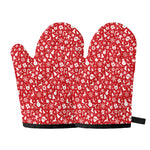 Merry Christmas Elements Pattern Print Oven Mitts