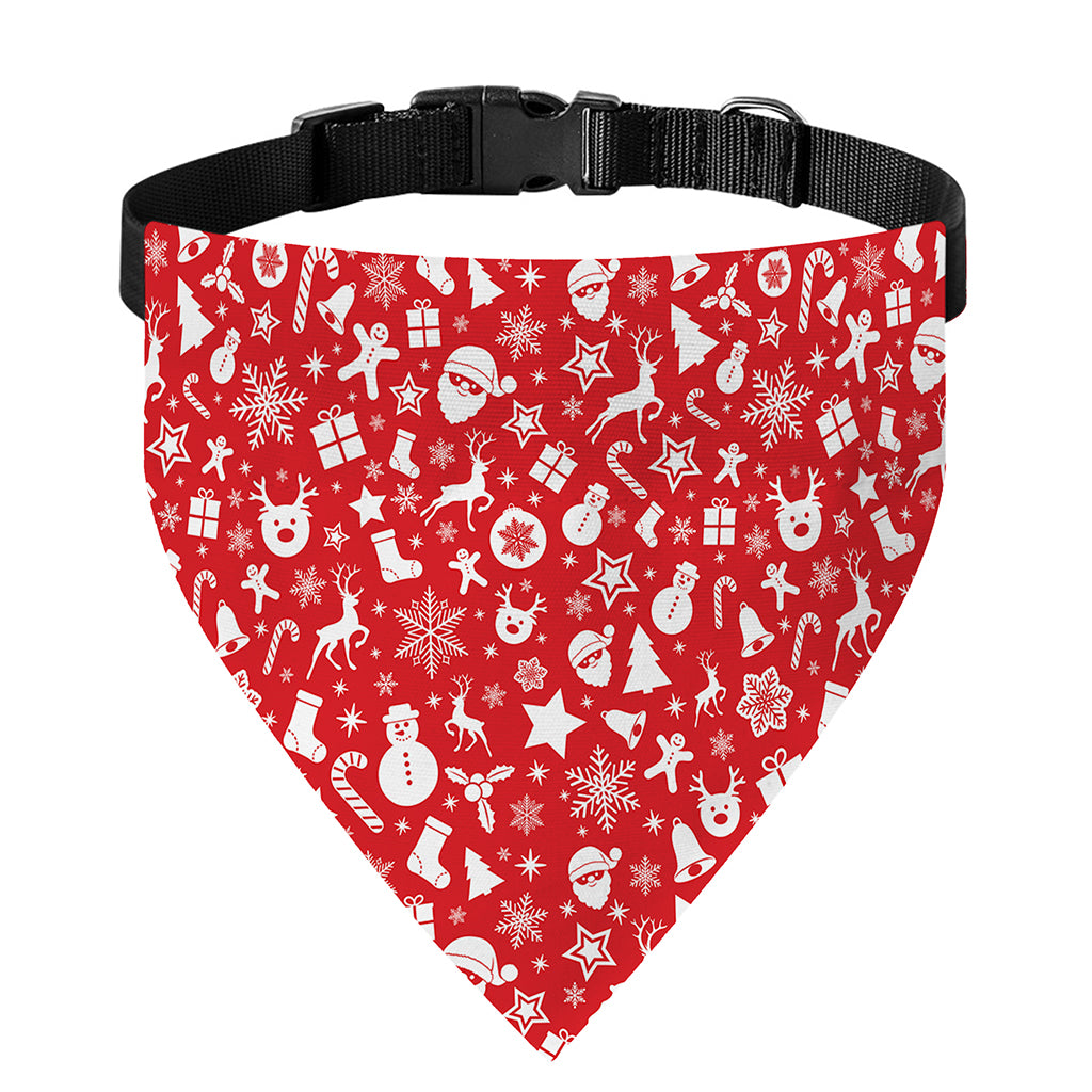 Merry Christmas Elements Pattern Print Over The Collar Dog Bandana