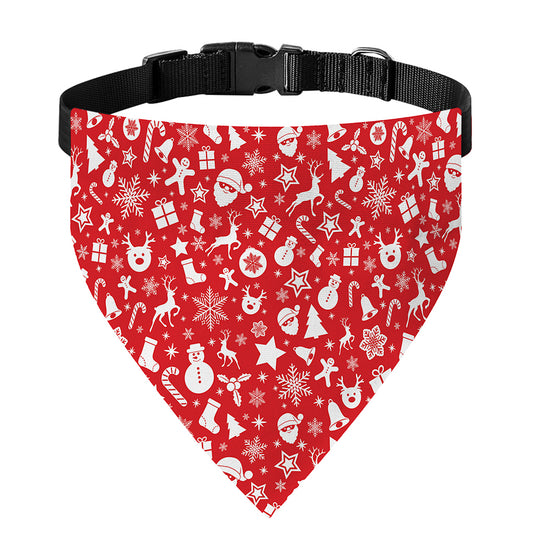 Merry Christmas Elements Pattern Print Over The Collar Dog Bandana