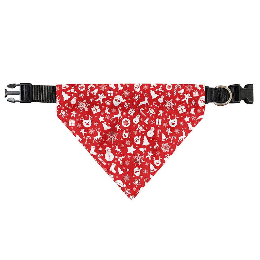Merry Christmas Elements Pattern Print Over The Collar Dog Bandana