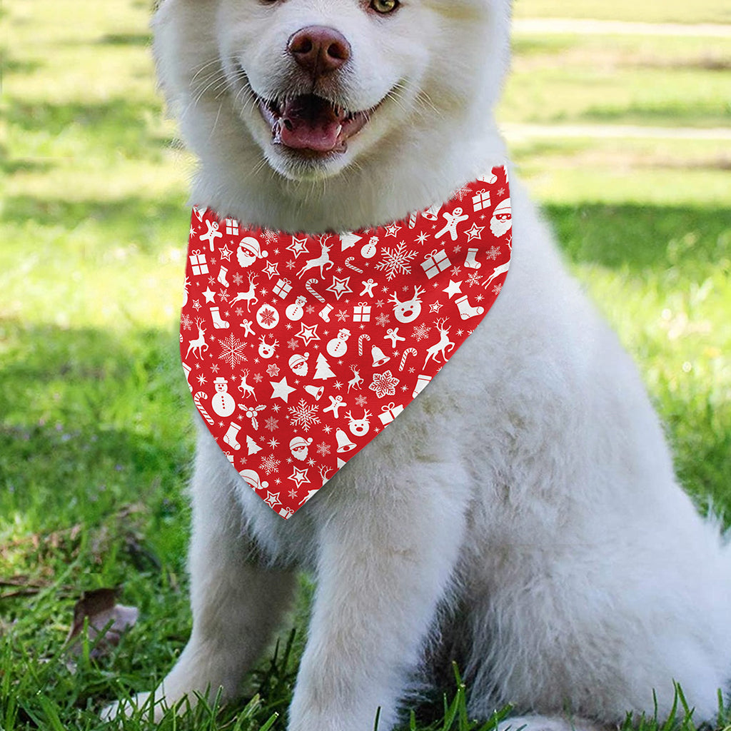 Merry Christmas Elements Pattern Print Over The Collar Dog Bandana