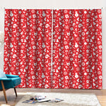 Merry Christmas Elements Pattern Print Pencil Pleat Curtains