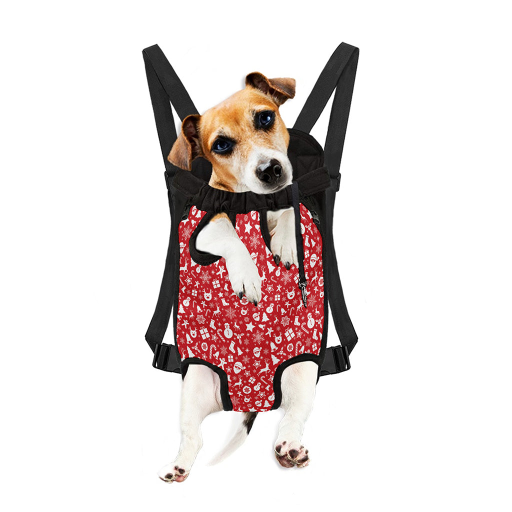 Merry Christmas Elements Pattern Print Pet Carrier Backpack