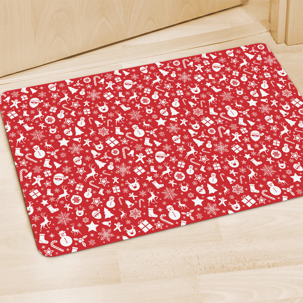 Merry Christmas Elements Pattern Print Polyester Doormat