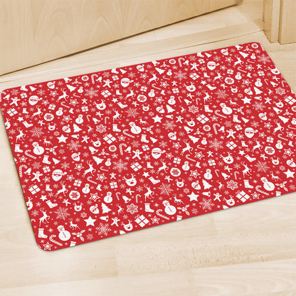 Merry Christmas Elements Pattern Print Polyester Doormat