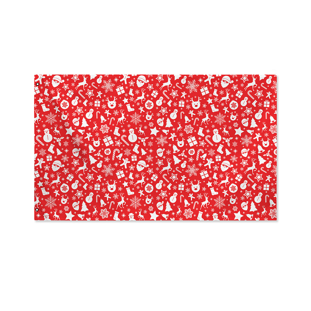 Merry Christmas Elements Pattern Print Polyester Flag