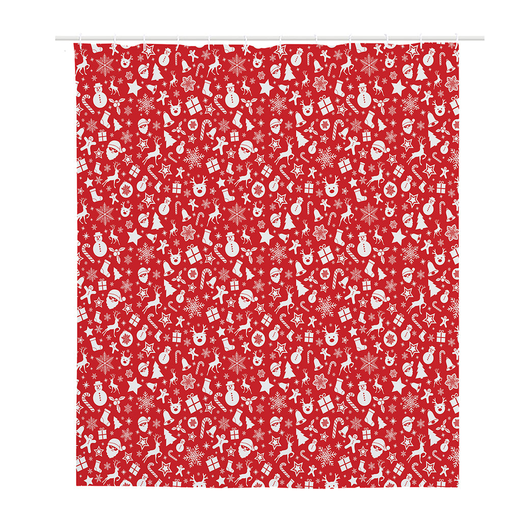 Merry Christmas Elements Pattern Print Polyester Shower Curtain