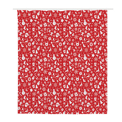 Merry Christmas Elements Pattern Print Polyester Shower Curtain