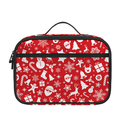 Merry Christmas Elements Pattern Print Portable Lunch Bag