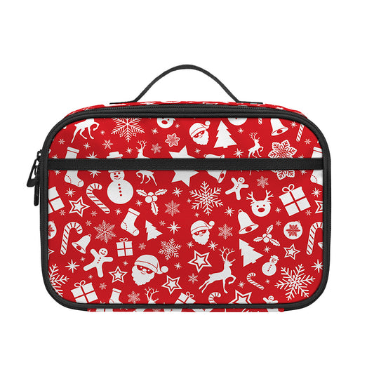 Merry Christmas Elements Pattern Print Portable Lunch Bag