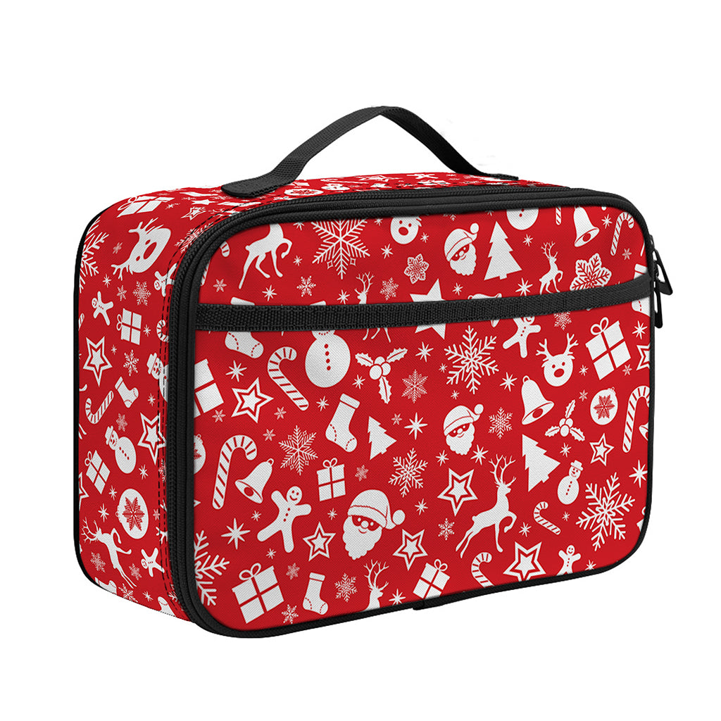 Merry Christmas Elements Pattern Print Portable Lunch Bag