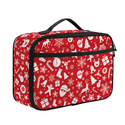 Merry Christmas Elements Pattern Print Portable Lunch Bag