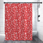 Merry Christmas Elements Pattern Print Premium Shower Curtain
