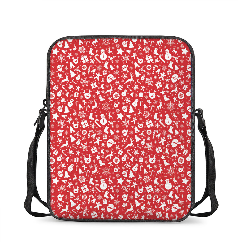 Merry Christmas Elements Pattern Print Rectangular Crossbody Bag