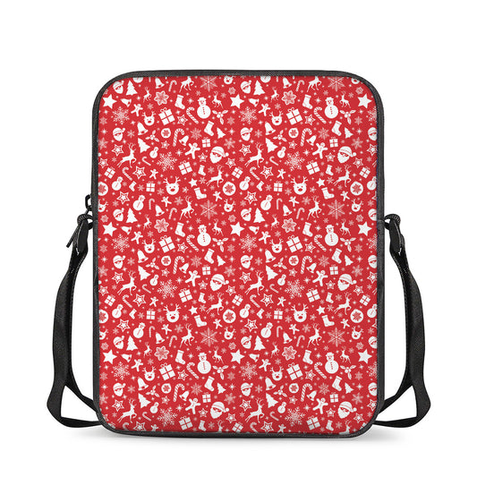 Merry Christmas Elements Pattern Print Rectangular Crossbody Bag