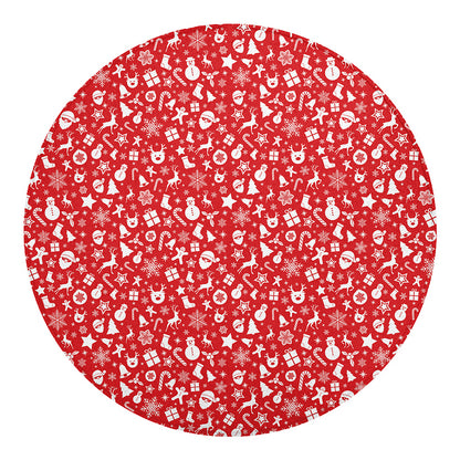 Merry Christmas Elements Pattern Print Round Blanket