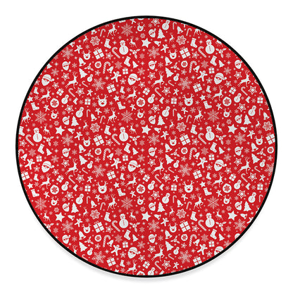 Merry Christmas Elements Pattern Print Round Floor Mat