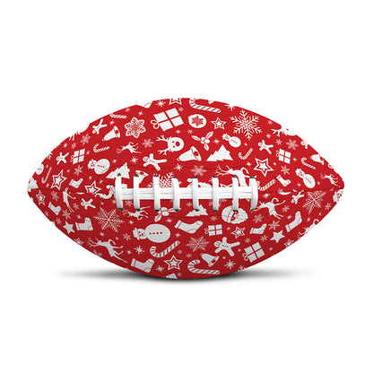 Merry Christmas Elements Pattern Print Rugby Ball