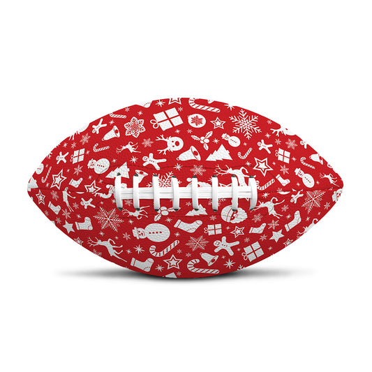 Merry Christmas Elements Pattern Print Rugby Ball