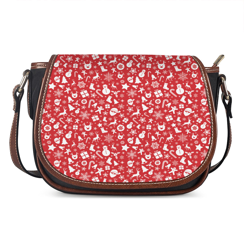 Merry Christmas Elements Pattern Print Saddle Bag