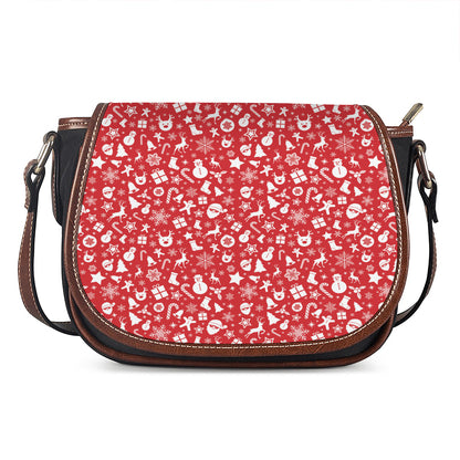 Merry Christmas Elements Pattern Print Saddle Bag