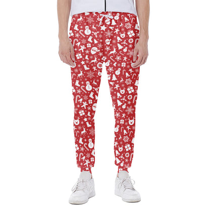 Merry Christmas Elements Pattern Print Scuba Joggers