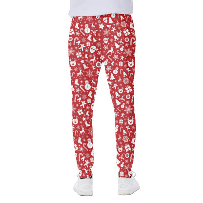 Merry Christmas Elements Pattern Print Scuba Joggers