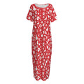 Merry Christmas Elements Pattern Print Short Sleeve Long Nightdress