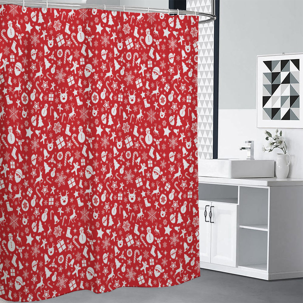 Merry Christmas Elements Pattern Print Shower Curtain
