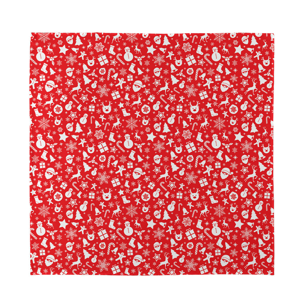 Merry Christmas Elements Pattern Print Silk Bandana