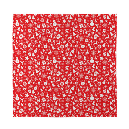 Merry Christmas Elements Pattern Print Silk Bandana