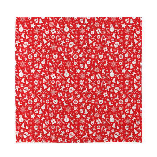 Merry Christmas Elements Pattern Print Silk Bandana