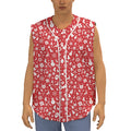 Merry Christmas Elements Pattern Print Sleeveless Baseball Jersey