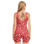 Merry Christmas Elements Pattern Print Sleeveless One Piece Swimsuit