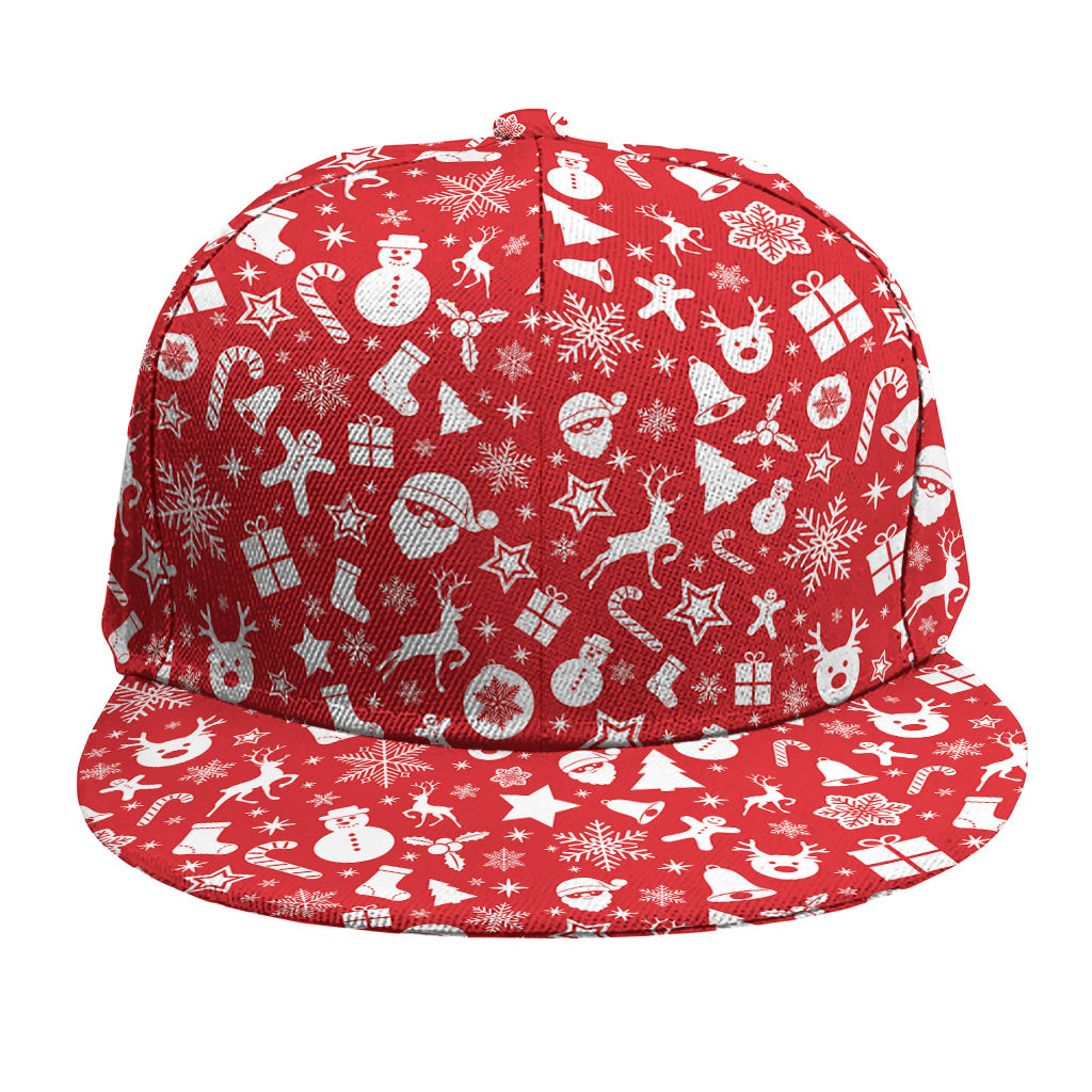 Merry Christmas Elements Pattern Print Snapback Cap