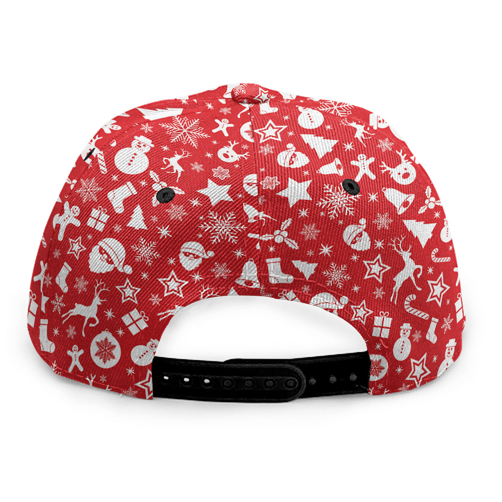 Merry Christmas Elements Pattern Print Snapback Cap