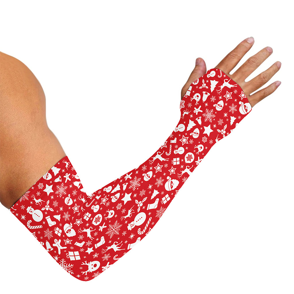 Merry Christmas Elements Pattern Print Sun Protection Arm Sleeves