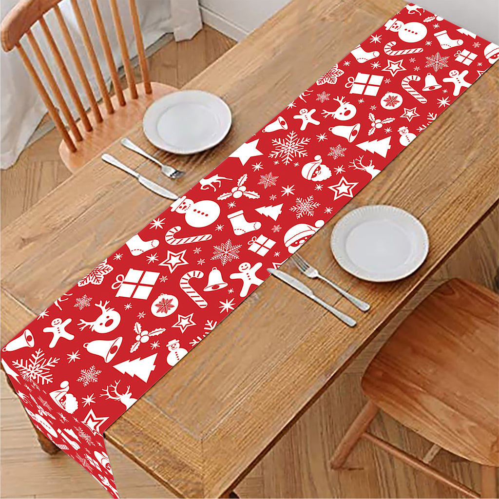 Merry Christmas Elements Pattern Print Table Runner