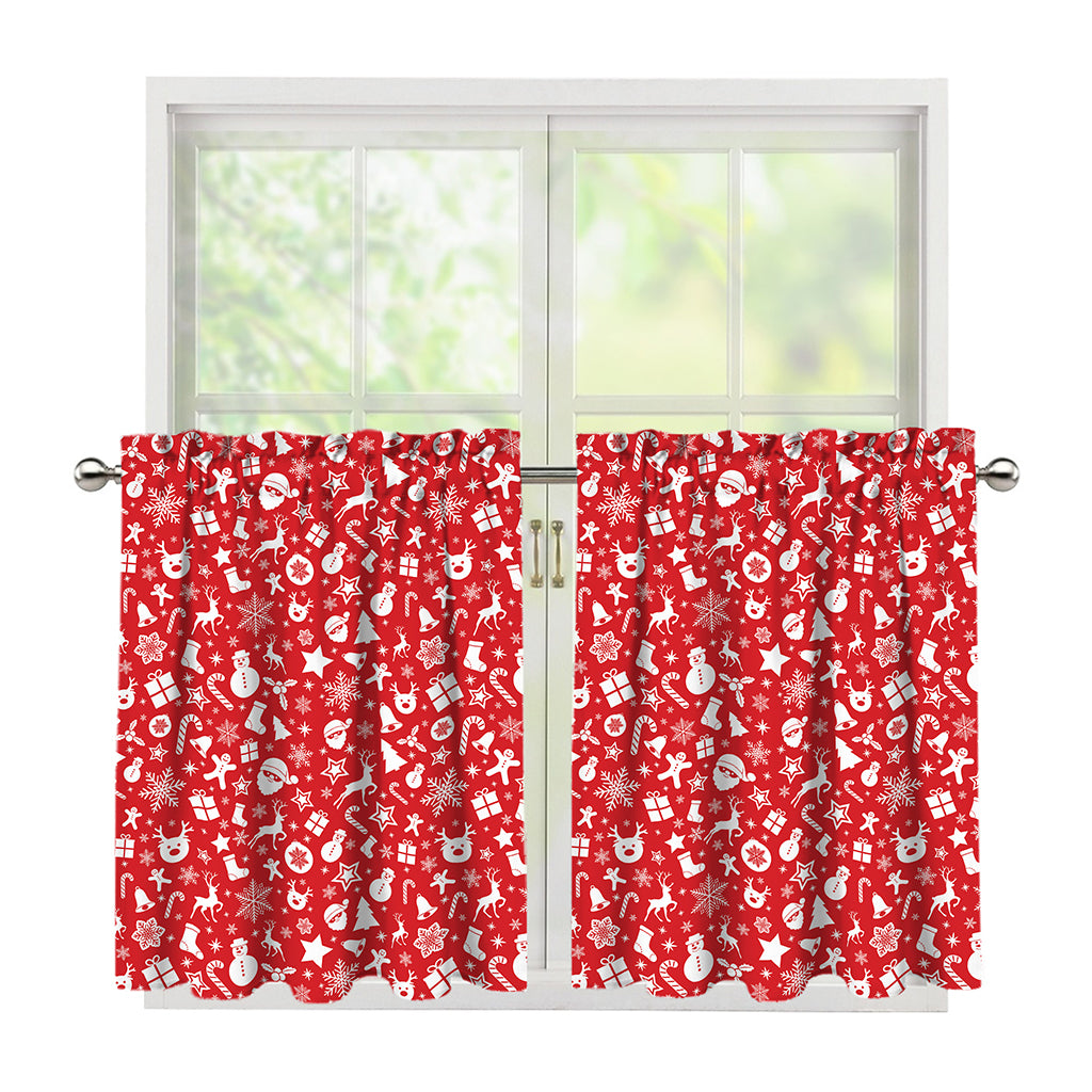 Merry Christmas Elements Pattern Print Tier Curtains
